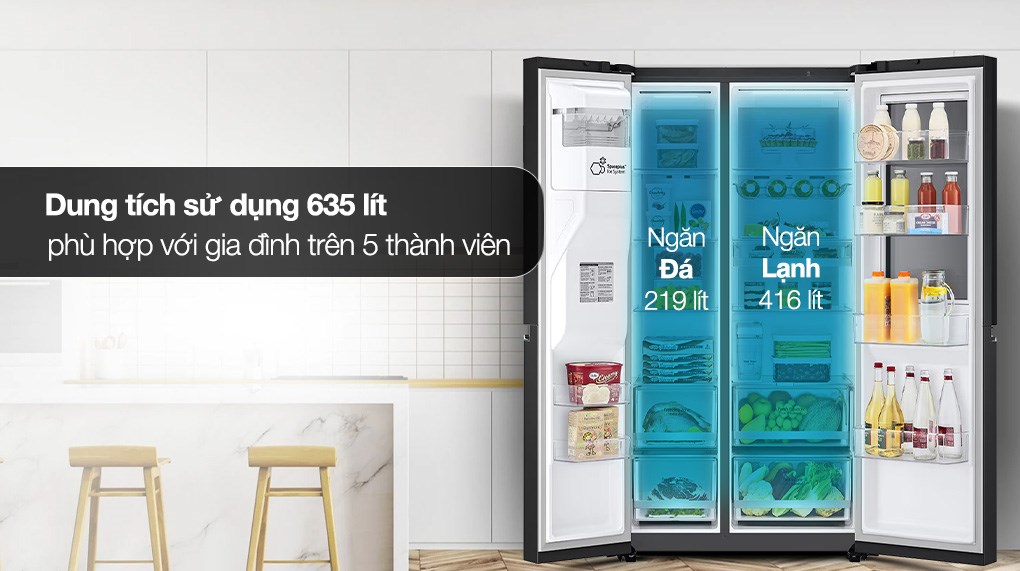 Tủ lạnh LG Inverter 635 Lít Side By Side InstaView Door-in-Door GR-X257BL