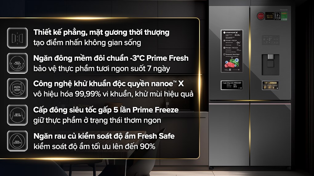 Tủ lạnh Panasonic Inverter 621 lít PRIME+ Edition Multi Door NR-XY680YMMV