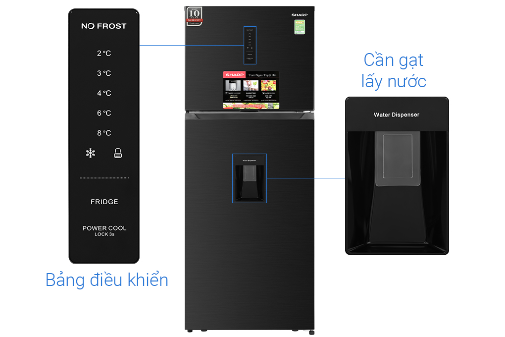 Tủ lạnh Sharp Inverter 417 lít SJ-X417WD-DG Màu Đen