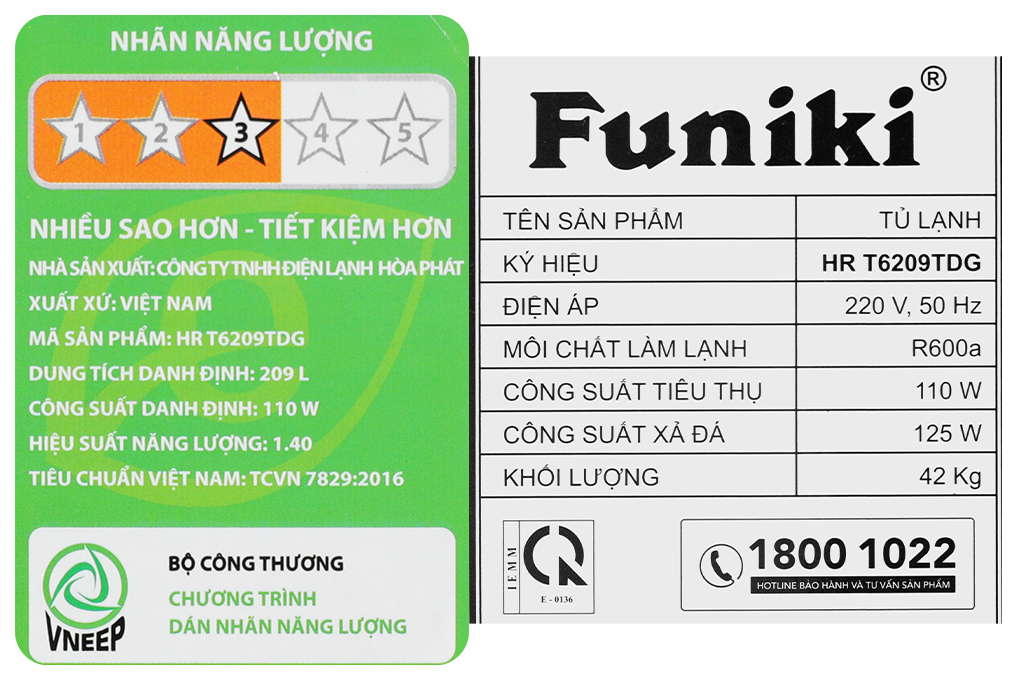 Tủ lạnh Funiki 209 lít HR T6209TDG Màu Ghi đen