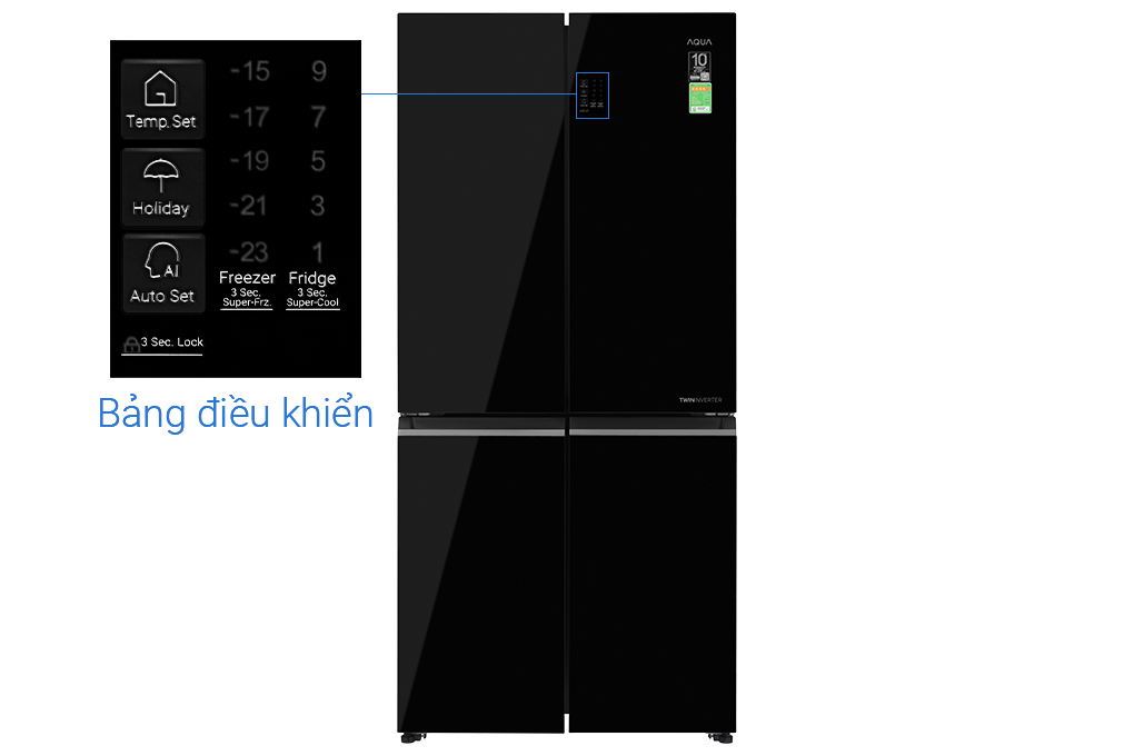 Tủ lạnh Aqua Inverter 469 lít Multi Door AQR-M536XA(GB) Màu Đen