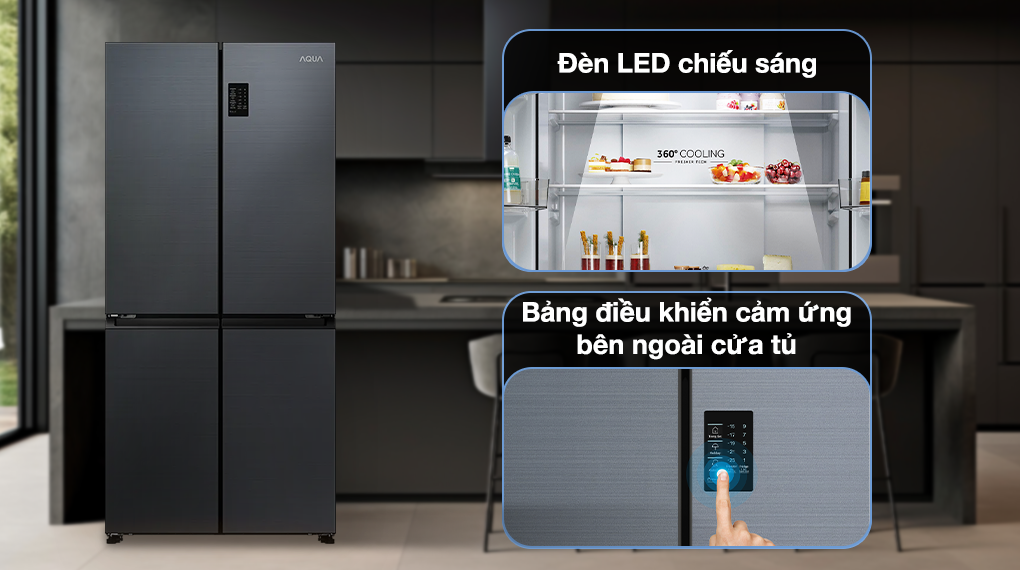 Tủ lạnh Aqua Inverter 469 lít Multi Door AQR-M536XA(SL)