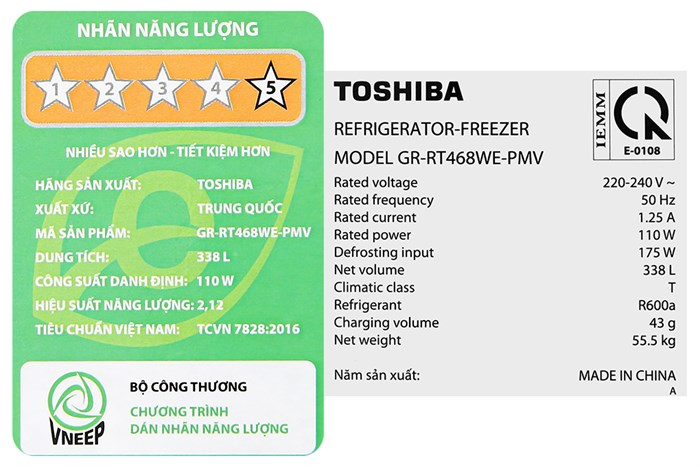 Tủ lạnh Toshiba Inverter 338 lít GR-RT468WE-PMV(58)-MM Màu Xám