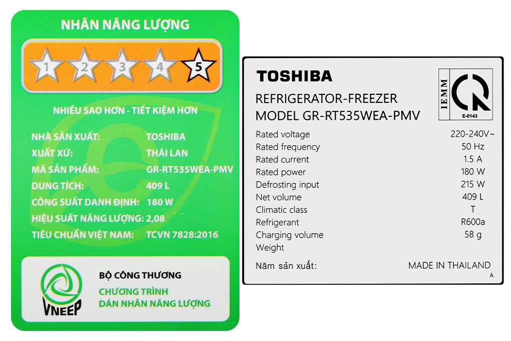 Tủ lạnh Toshiba Inverter 409 lít GR-RT535WEA-PMV(06)-MG Màu Xám