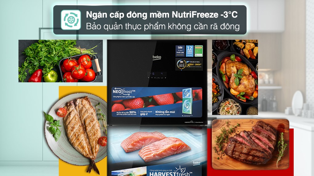 Tủ lạnh Beko Inverter 375 lít RDNT401E50VZHFSGB