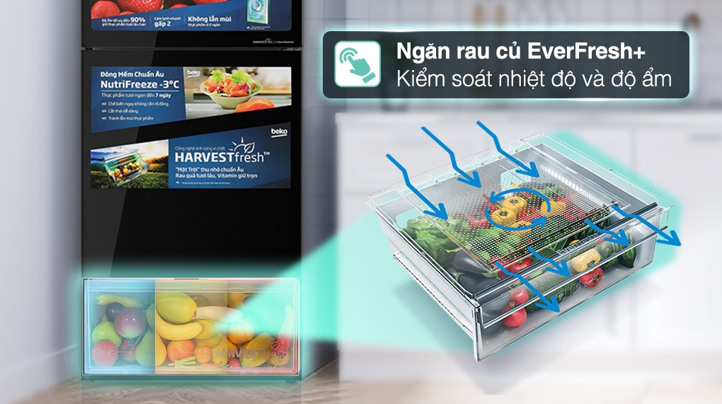 Tủ lạnh Beko Inverter 375 lít RDNT401E50VZHFSGB