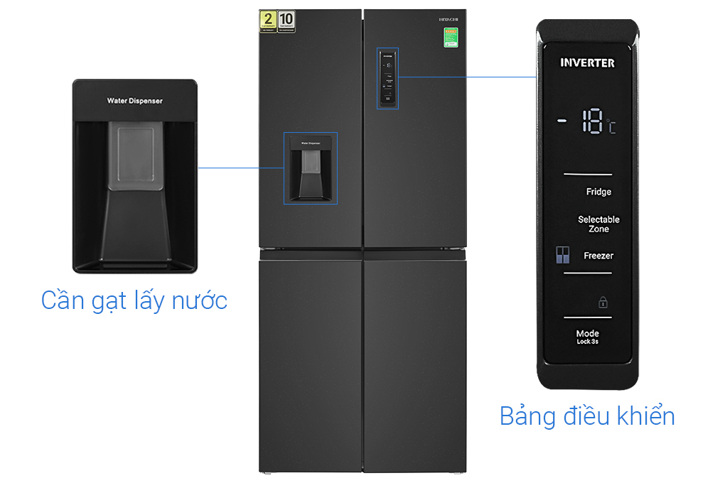 Tủ lạnh Hitachi Inverter 464 lít Multi Door HR4N7520DSWDXVN Màu Đen