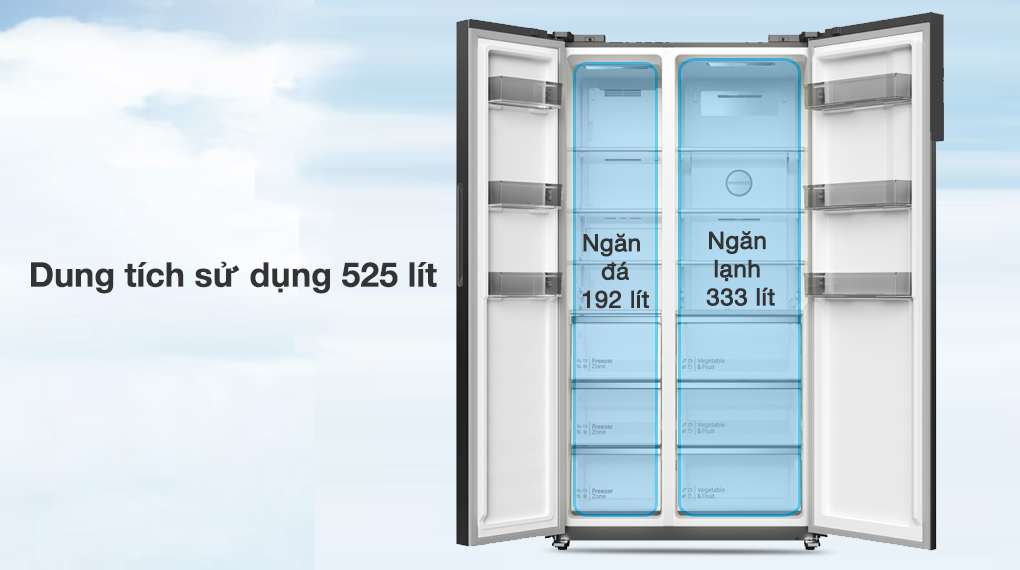 Tủ lạnh Hitachi Inverter 525 lít Side By Side HRSN9552DXVN - Dung tích