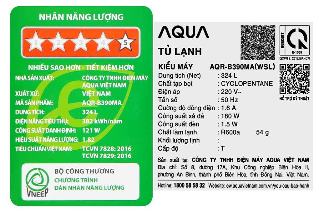 Tủ lạnh Aqua Inverter 324 lít AQR-B390MA(WSL) Màu Đen xám khói