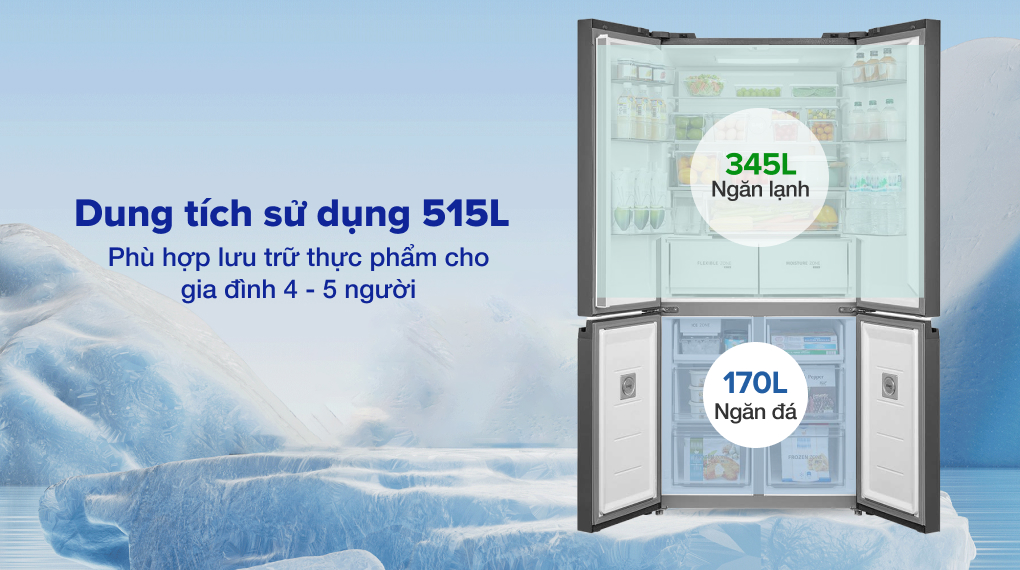 Tủ lạnh Toshiba Inverter 515 lít GR-RF665WIA-PGV(22)-XK - Phù hợp gia đình 4 -5 người