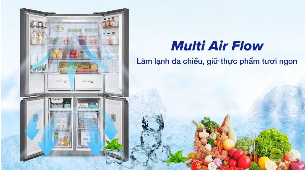Tủ lạnh Toshiba Inverter 515 lít GR-RF665WIA-PGV(22)-XK - Làm lạnh đa chiều multi air flow