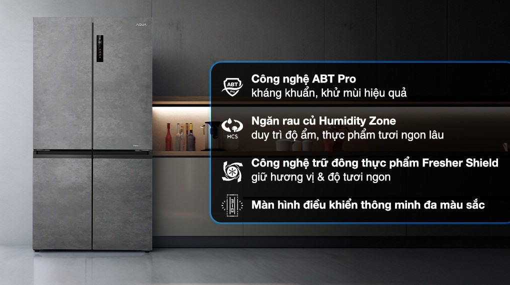 Tủ lạnh Aqua Inverter 660 lít Multi Door AQR-M727XA(GS)U1