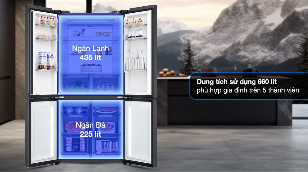 Tủ lạnh Aqua Inverter 660 lít Multi Door AQR-M727XA(GS)U1