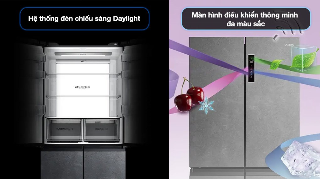 Tủ lạnh Aqua Inverter 660 lít Multi Door AQR-M727XA(GS)U1