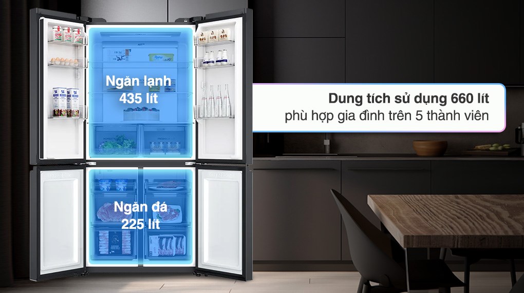 Tủ lạnh Aqua Inverter 660 lít Multi Door AQR-M727XA(GB)U1