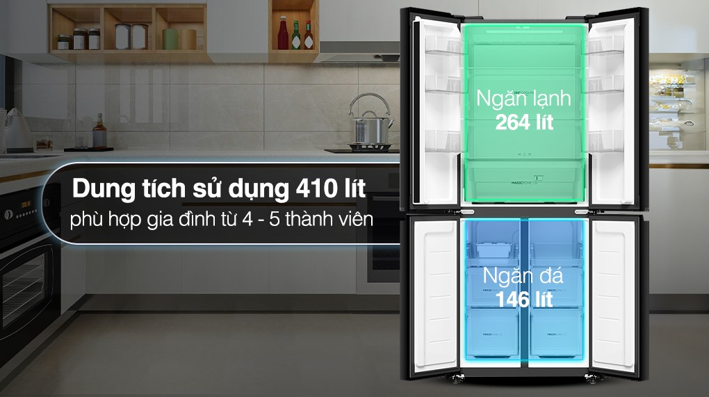 Tủ lạnh Aqua Inverter 410 lít Multi Door AQR-M466XA(CBC)