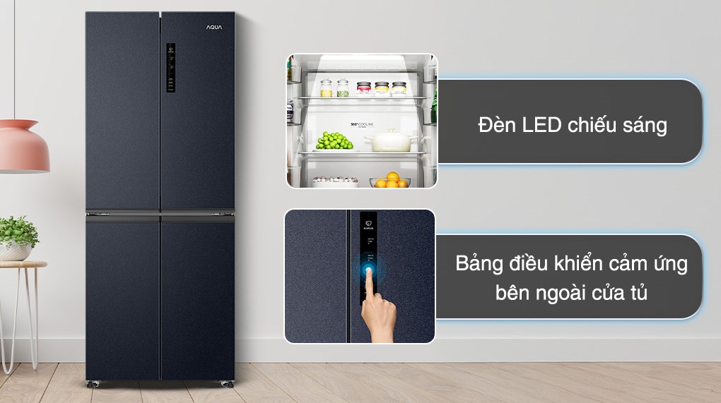 Tủ lạnh Aqua Inverter 410 lít Multi Door AQR-M466XA(CBC)
