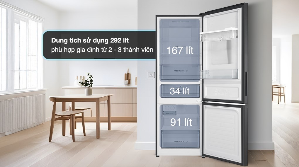 Tủ lạnh Aqua Inverter 292 lít AQR-B360MA(WSL)