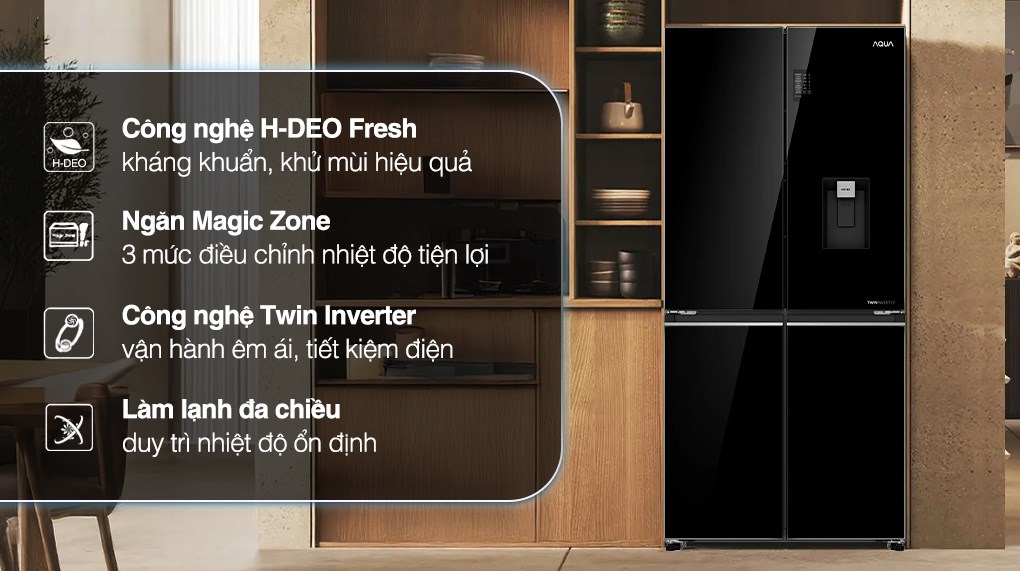 Tủ lạnh Aqua Inverter 469 lít Multi Door AQR-M536XA(WGB)