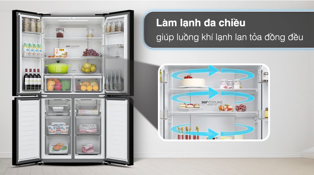 Tủ lạnh Aqua Inverter 469 lít Multi Door AQR-M536XA(WGB)