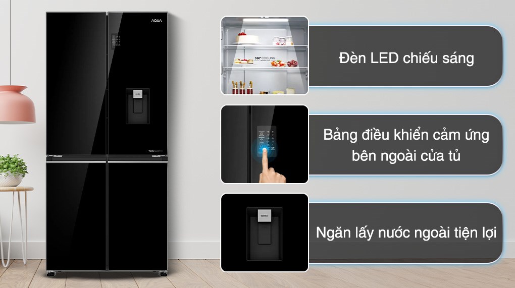 Tủ lạnh Aqua Inverter 469 lít Multi Door AQR-M536XA(WGB)