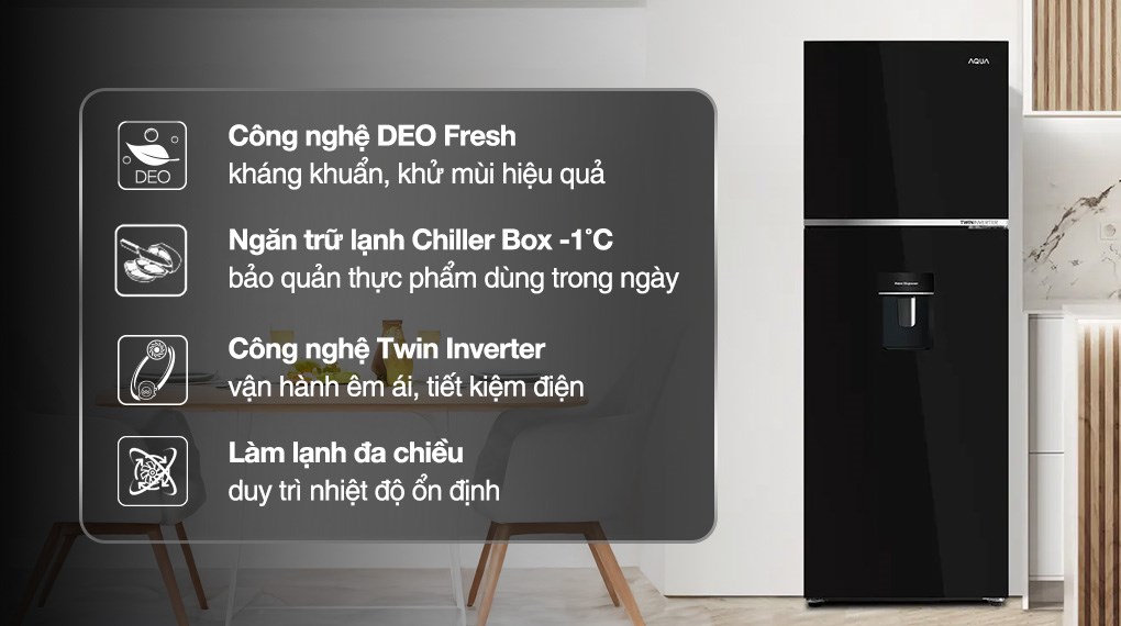 Tủ lạnh Aqua Inverter 358 lít AQR-T410FA(WGB)