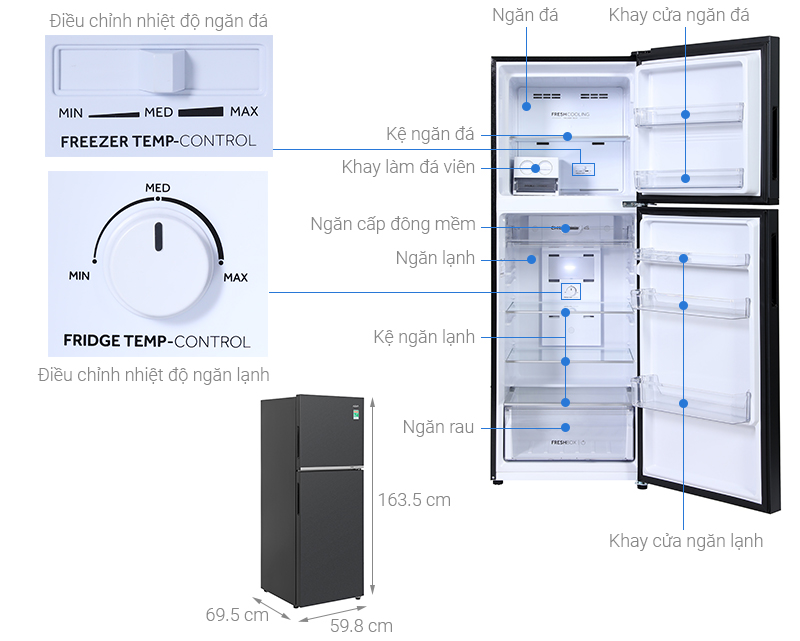 Tủ lạnh Aqua Inverter 358 lít AQR-T410FA(SL)