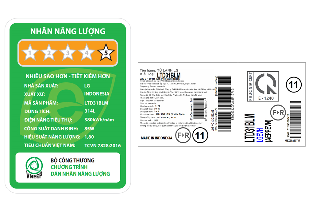 Tủ lạnh LG Inverter 314 lít LTD31BLM Màu Đen