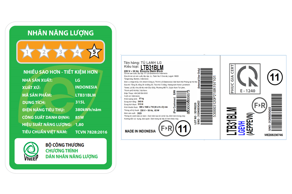 Tủ lạnh LG Inverter 315 lít LTB31BLM Màu Đen