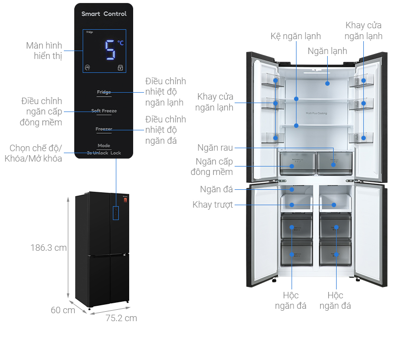 Tủ lạnh Casper Inverter 430 lít Multi Door RM-430PB