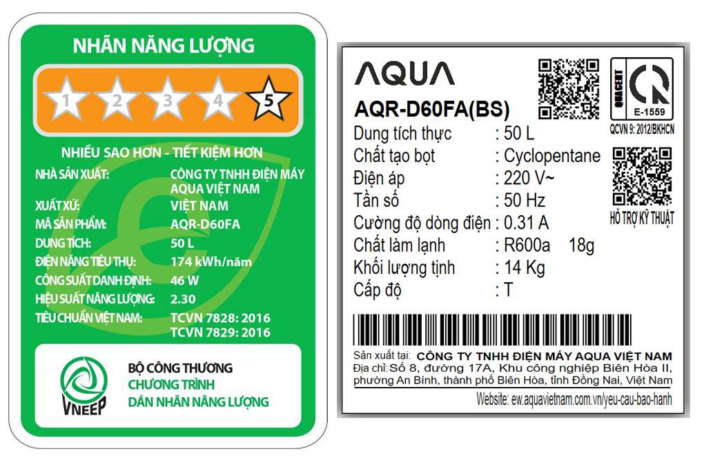 Tủ lạnh Aqua 50 lít AQR-D60FA(BS) Màu Đen