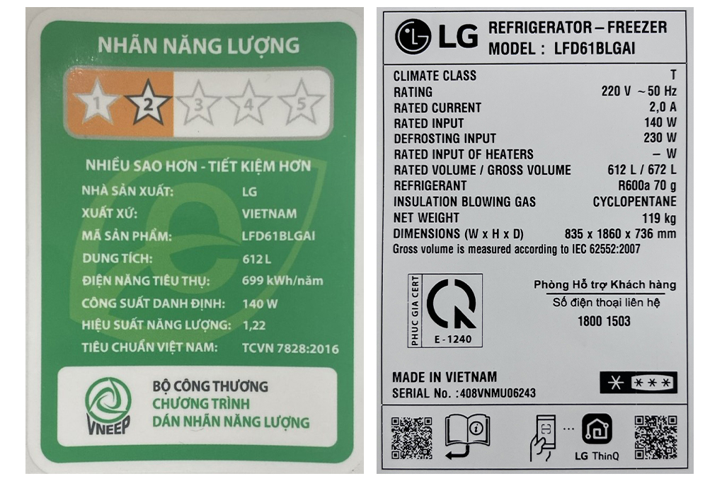 Tủ lạnh LG Inverter 612 lít Multi Door InstaView LFD61BLGAI Màu Đen