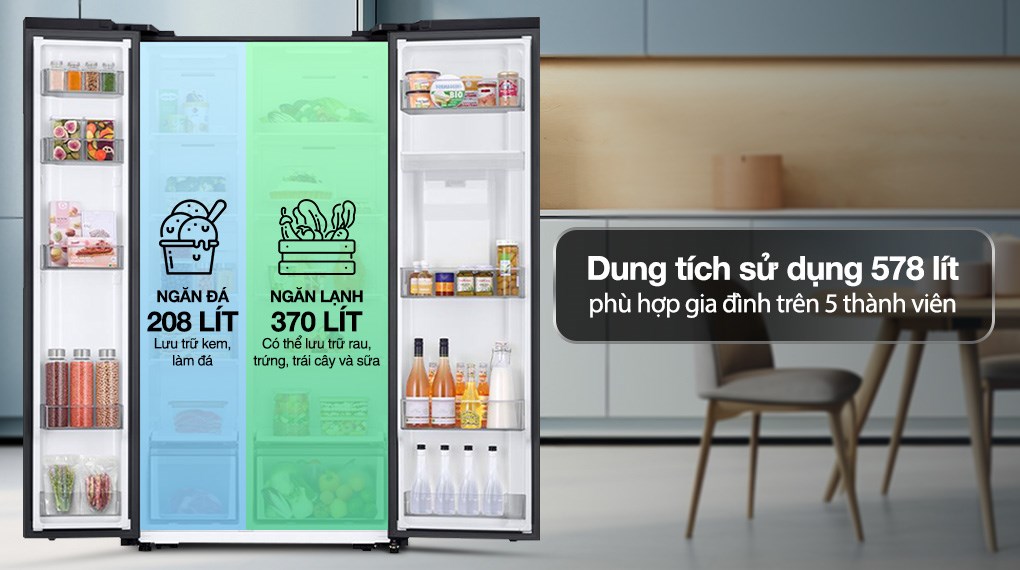 Tủ lạnh Samsung Inverter 578 lít Side By Side RS57DG410EB4SV