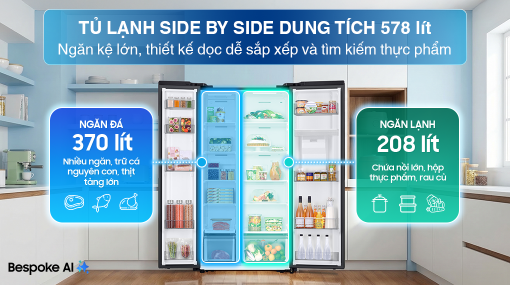 Tủ lạnh Samsung Inverter 578 lít Side By Side RS57DG410EB4SV