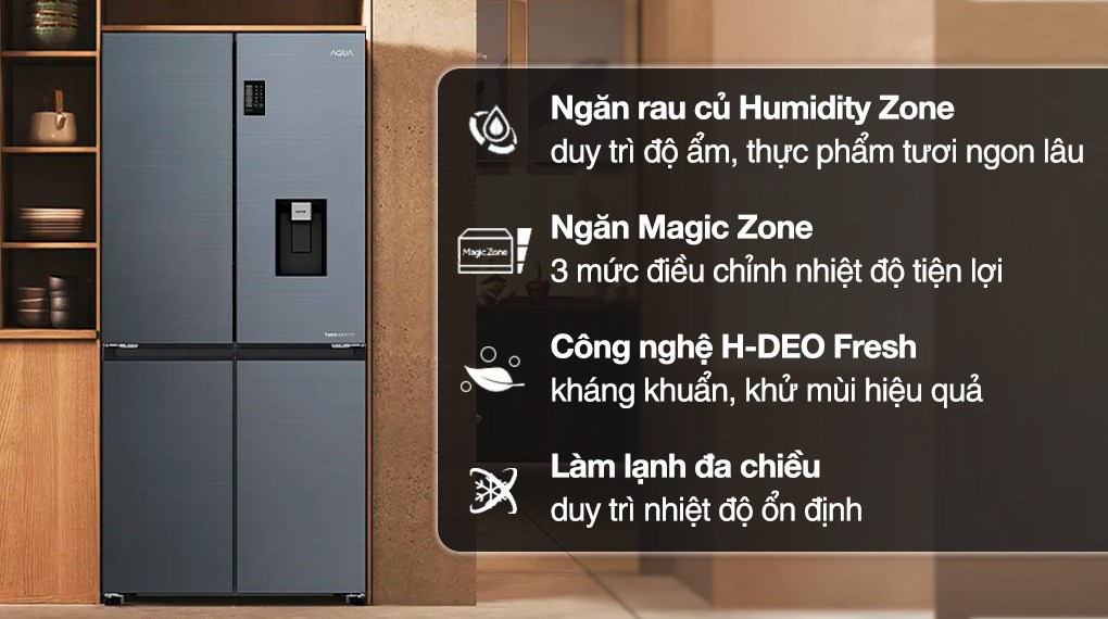 Tủ lạnh Aqua Inverter 469 lít Multi Door AQR-M536XA(WSL)