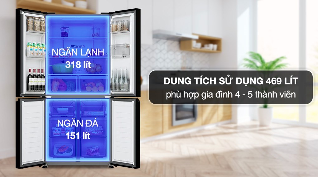 Tủ lạnh Aqua Inverter 469 lít Multi Door AQR-M536XA(WSL)