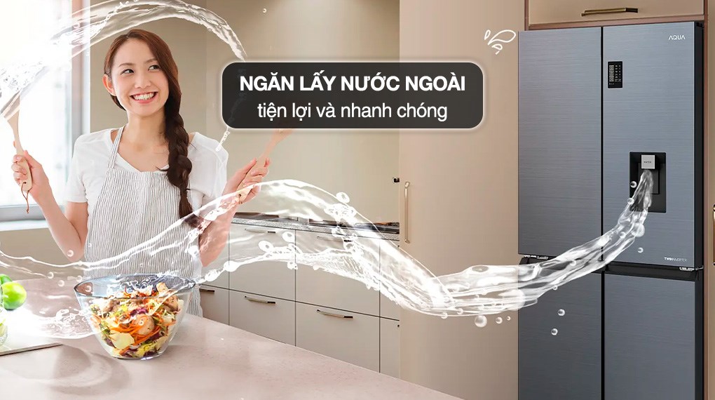 Tủ lạnh Aqua Inverter 469 lít Multi Door AQR-M536XA(WSL)