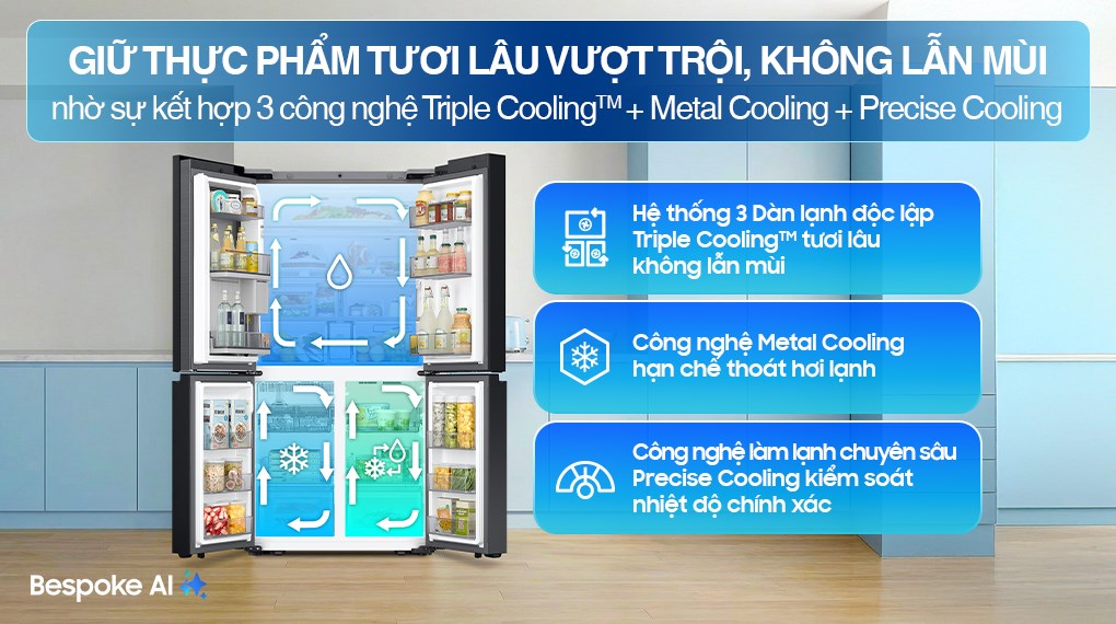 Tủ lạnh Samsung Inverter 636 lít Multi Door Bespoke RF65DB990012SV