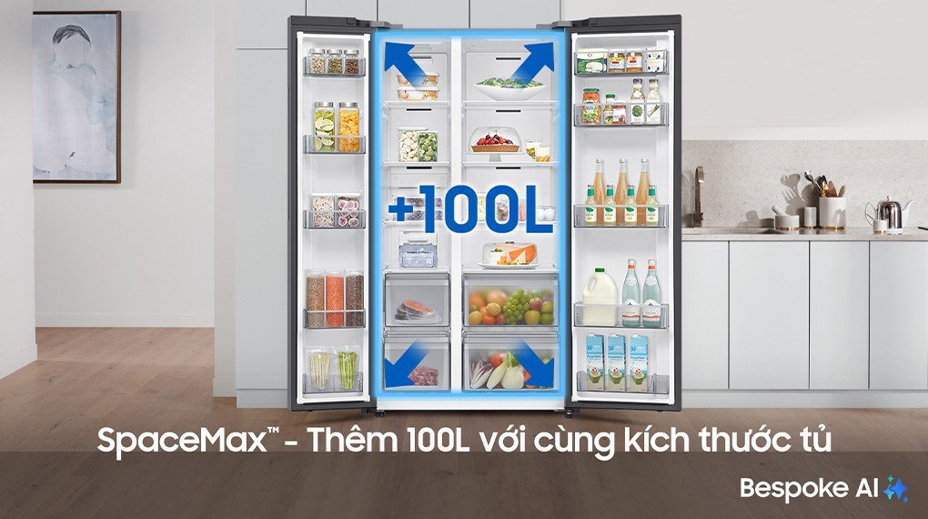 Tủ lạnh Samsung Inverter 655 lít Side By Side RS70F65Q3TSV