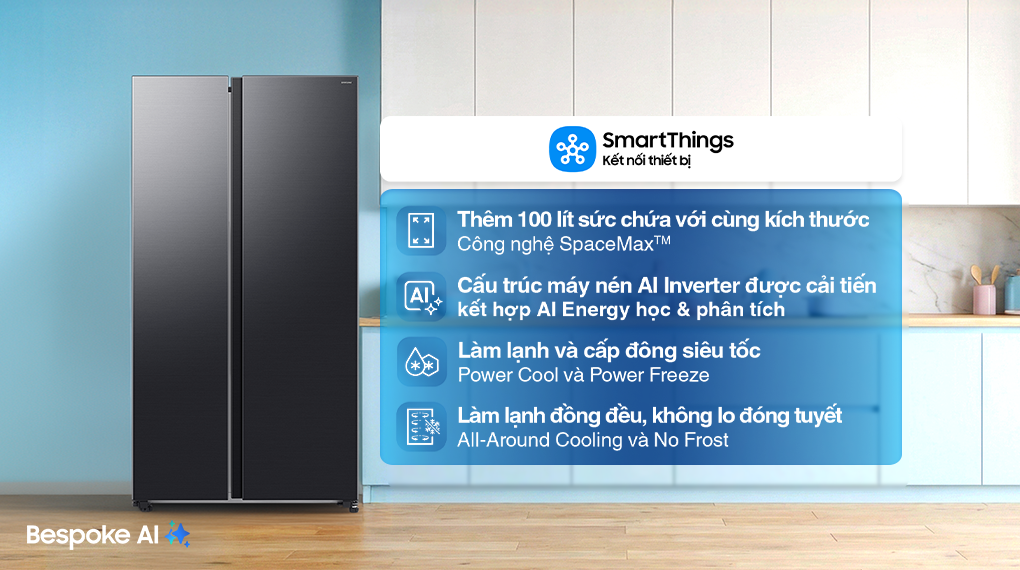 Tủ lạnh Samsung Inverter 655 lít Side By Side RS70F65Q3FSV