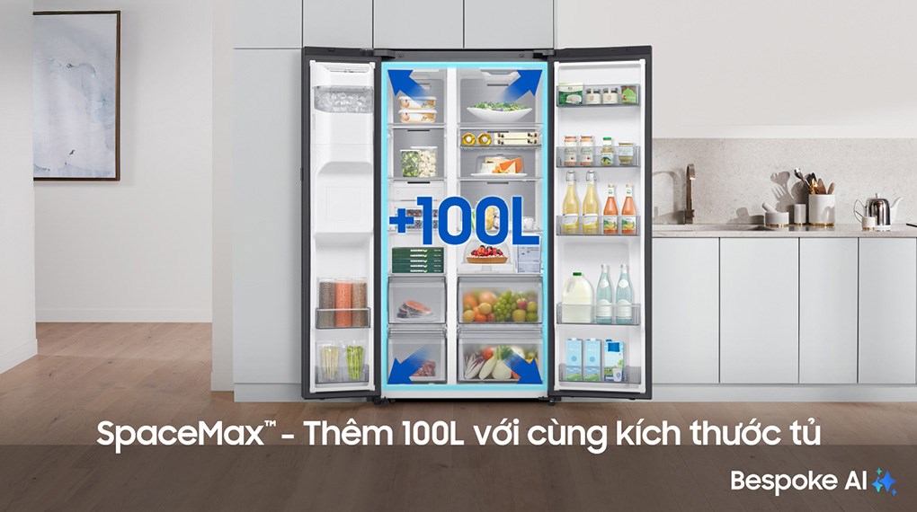 Tủ lạnh Samsung Inverter 635 lít Side By Side RS70F65K2FSV