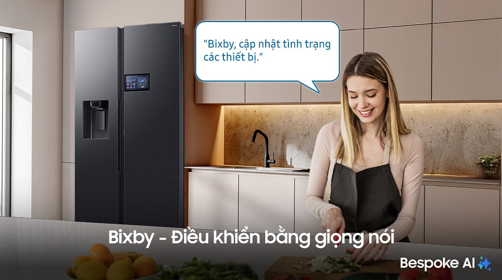Tủ lạnh Samsung Inverter 615 lít Side By Side AI Home RS90F65D2FSV