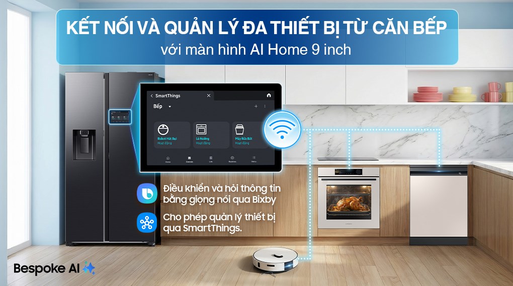 Tủ lạnh Samsung Inverter 615 lít Side By Side AI Home RS90F65D2FSV