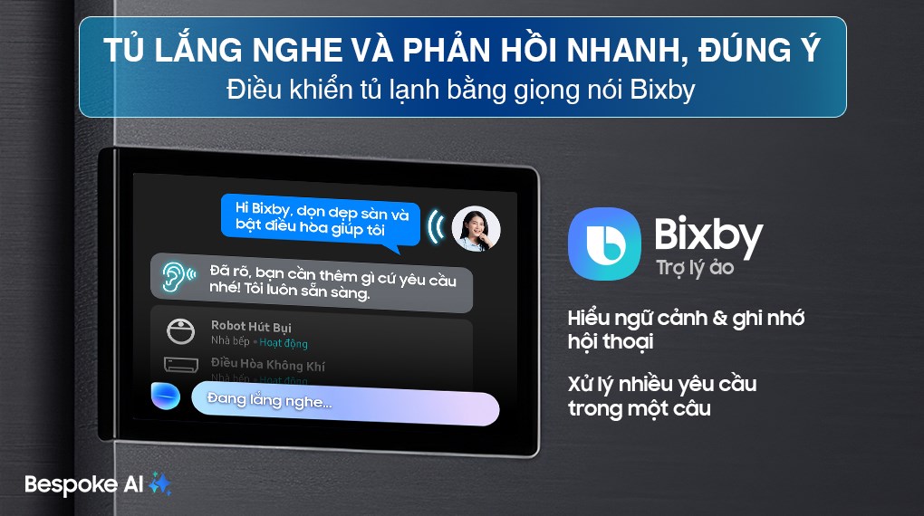 Tủ lạnh Samsung Inverter 615 lít Side By Side AI Home RS90F65D2FSV