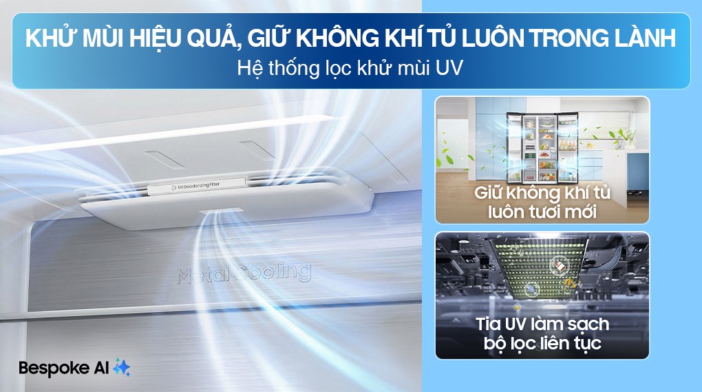 Tủ lạnh Samsung Inverter 615 lít Side By Side AI Home RS90F65D2FSV