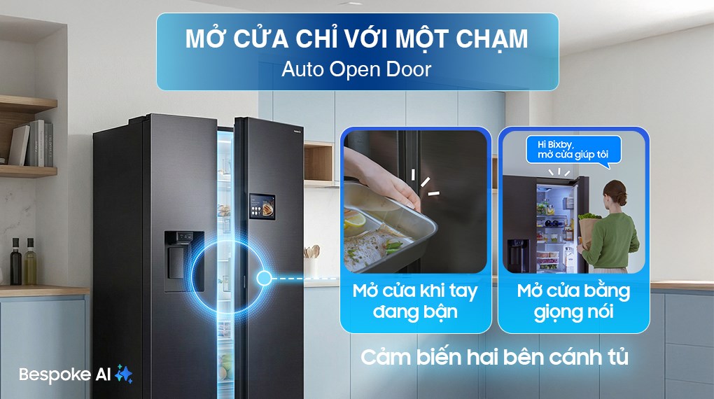 Tủ lạnh Samsung Inverter 615 lít Side By Side AI Home RS90F65D2FSV