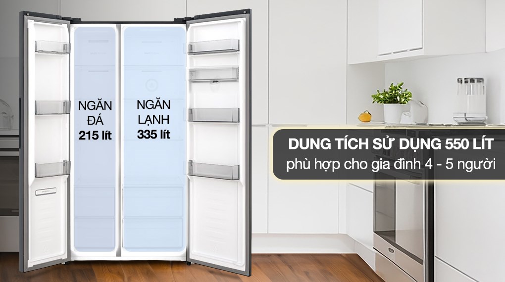 Tủ lạnh Hisense Inverter 550 lít Side By Side RS708N4EBND