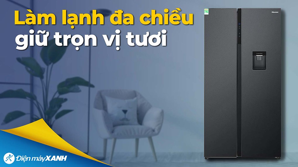 Tủ lạnh Hisense Inverter 550 lít Side By Side RS708N4EBND