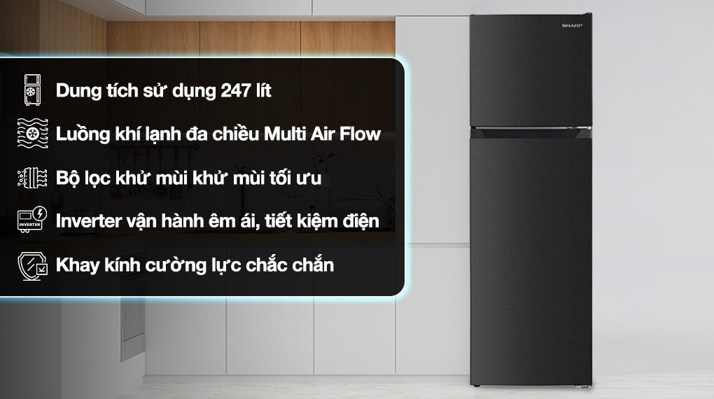 Tủ lạnh Sharp Inverter 247 lít SJ-X270V-DG