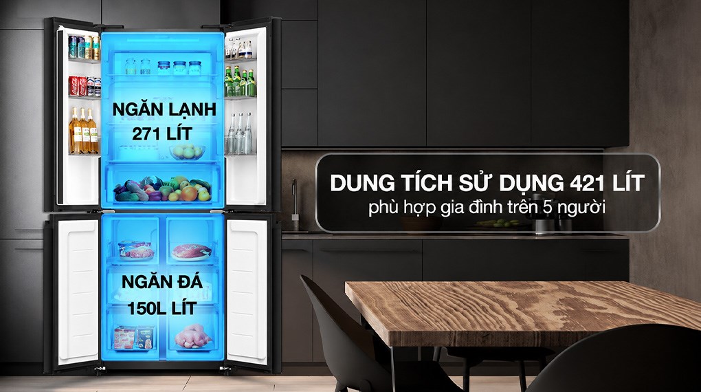Tủ lạnh Sharp Inverter Multi Door 421 lít SJ-FXP510VG-BK
